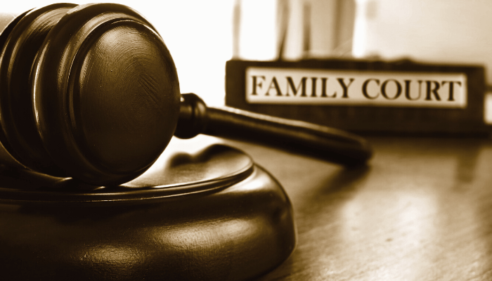 Family court book with gavel
